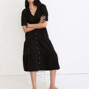 Madewell gauze Midi Dress black size 10